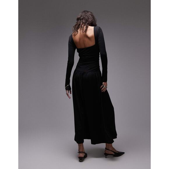 Nia Sera slinky long sleeve ruched midaxi dress in black $148.00 nwt medium - Picture 5 of 11